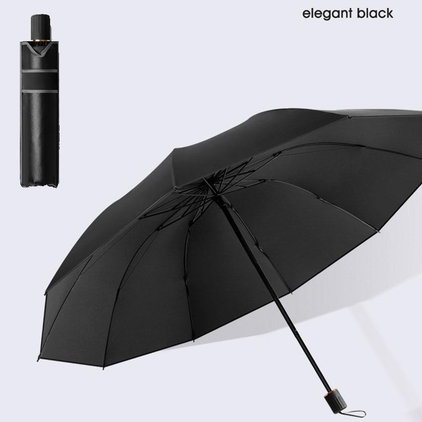 Triple fold folding umbrella, windproof reinforced thick business umbrella for both men and women, dual-use umbrella for rainy a