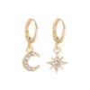 Asymmetrical Star & Moon Rhinestone Earrings - Korean Fashion Trend for Women