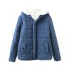 Winter Down Coat Hooded Zipper Solid Color Plush Hat Warm Thick Padded Cardigan