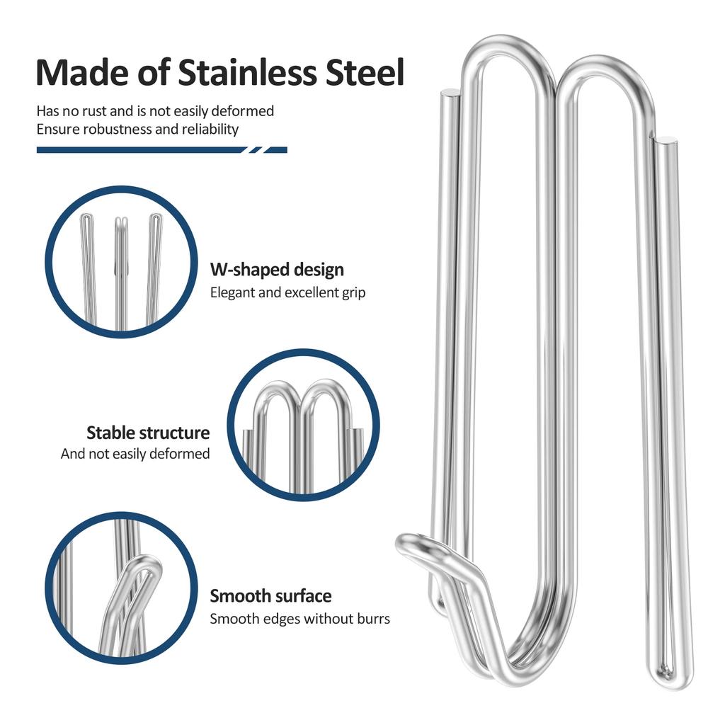 50Pcs Curtain Pleat Hook Stainless Steel W Shaped Pleat Curtain Hook Adjustable Spacing Drapery Hooks Home Curtain Accessories