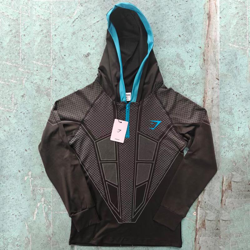 חולצת אימון ארוכה עם קפוצ'ון לגברים GYMSHARK גיבור-על מתייבשת במהירות
