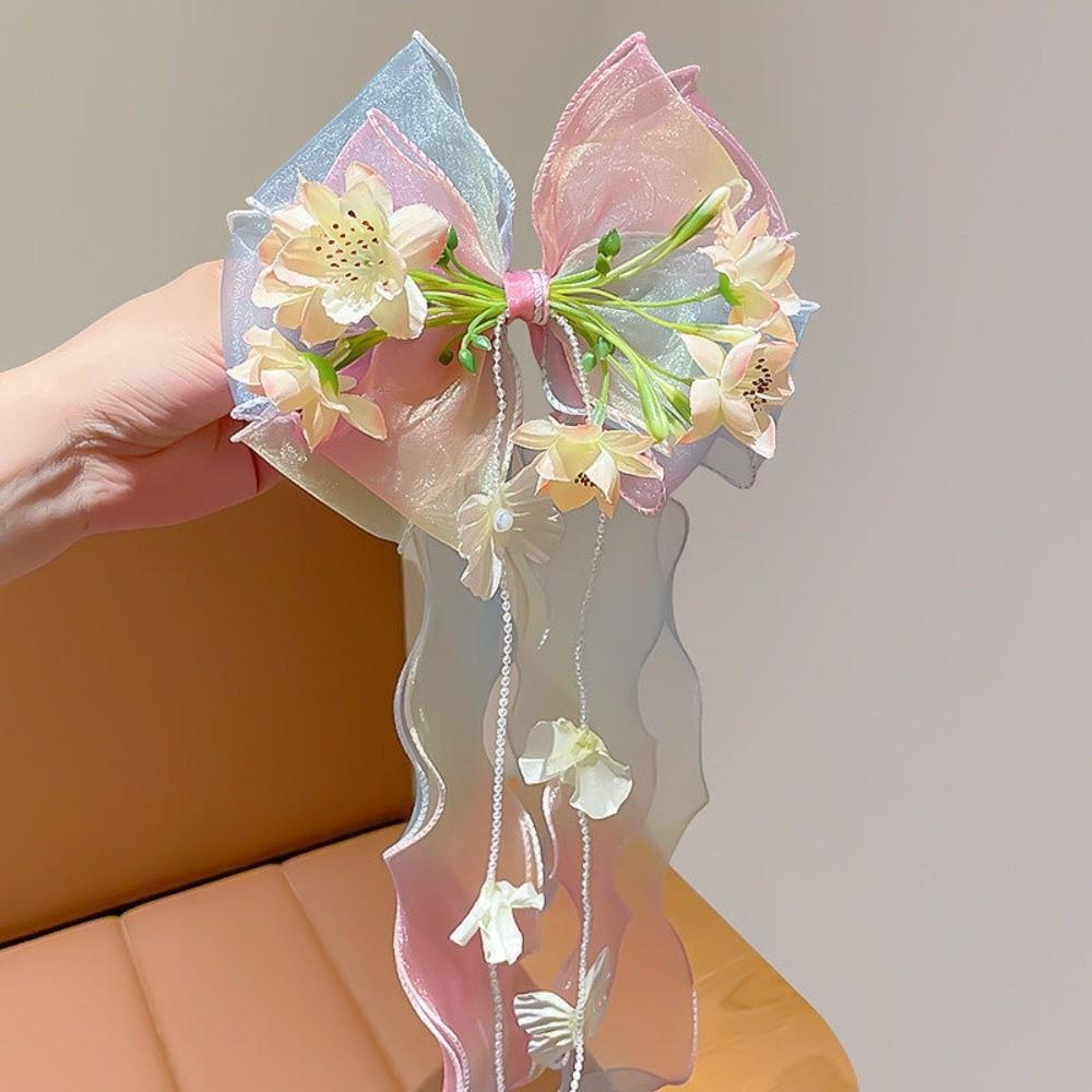 Mesh-textiled Jumbo Organza Bowknot Oversized Tulle Ribbon Streamers Daughters
