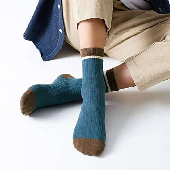 Socks Mens Business Spring Summer Autumn Breathable Moisture-Wicking 24-28cm Crew Cotton Gentlemens 5-Pair Set Thermal Casual Sports