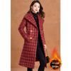 KABEIER Women's Red Waffle Lapel Padded Coat