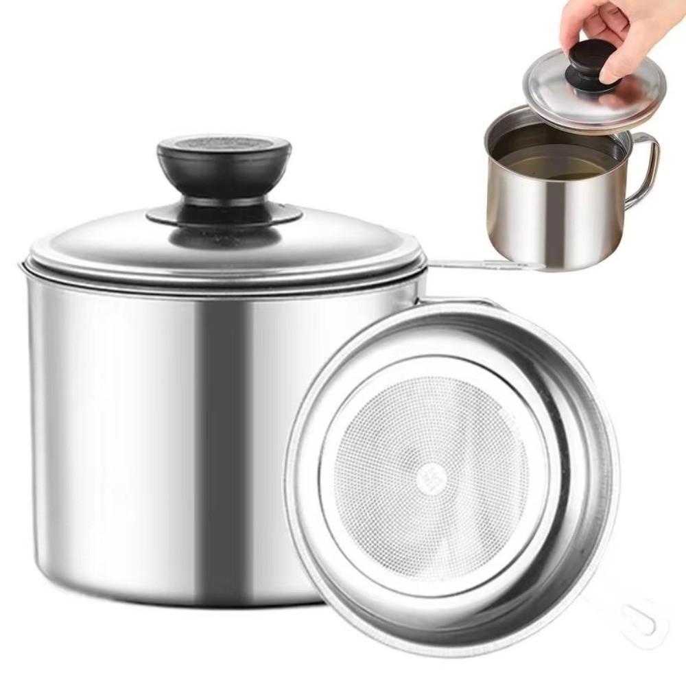 Garnek na olej ze stali nierdzewnej Duży pojemnik na olej Nowy sitko do oleju kuchennego Kuchnia