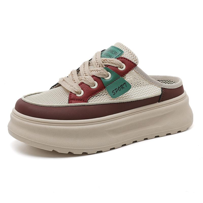 New half-drag summer casual mesh breathable slippers slim-fitting thin baseplate shoes