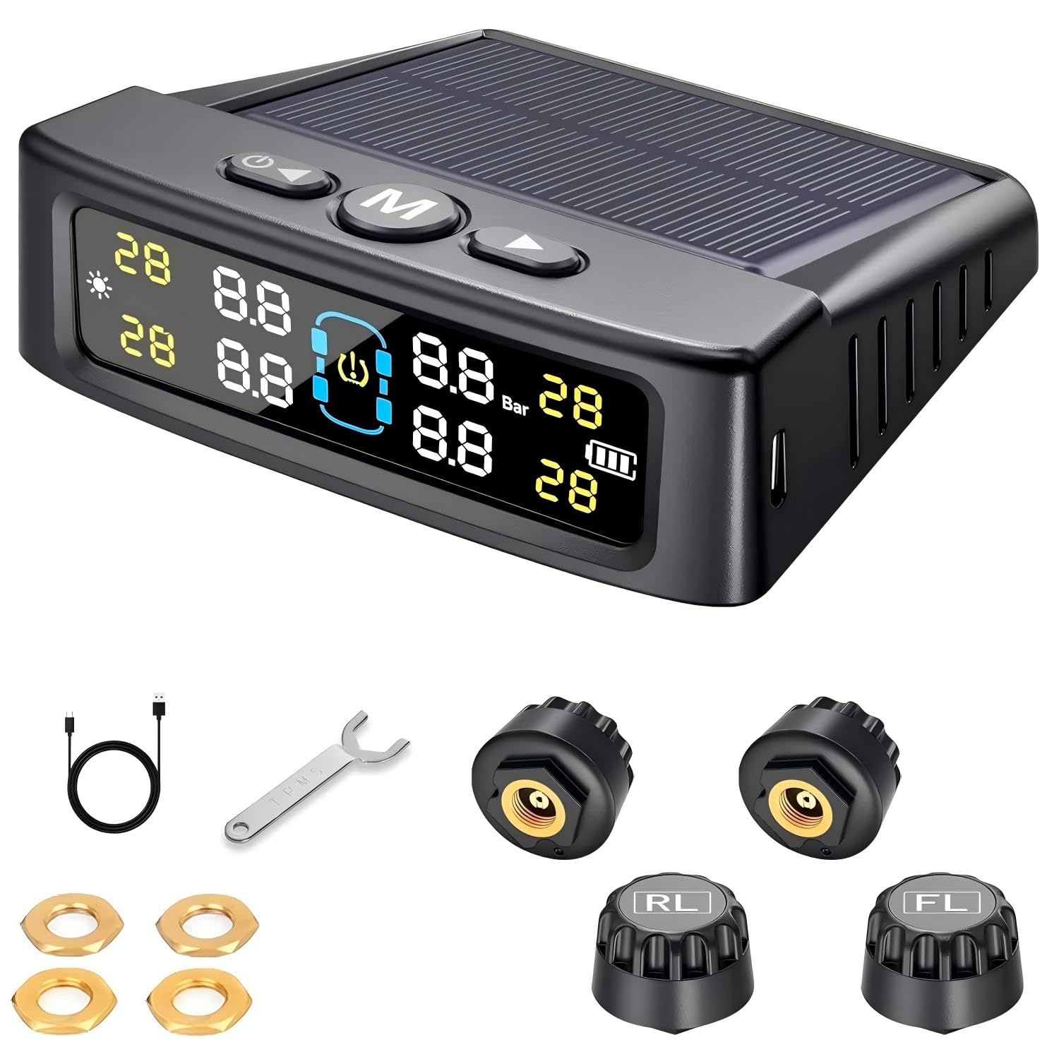 

Tigwiss Tire Pressure Sensor TPMS (Tire Pressure Monitoring System) with Vibration Detection, Tire Pressure and Temperature Measurement, Real-time Pre