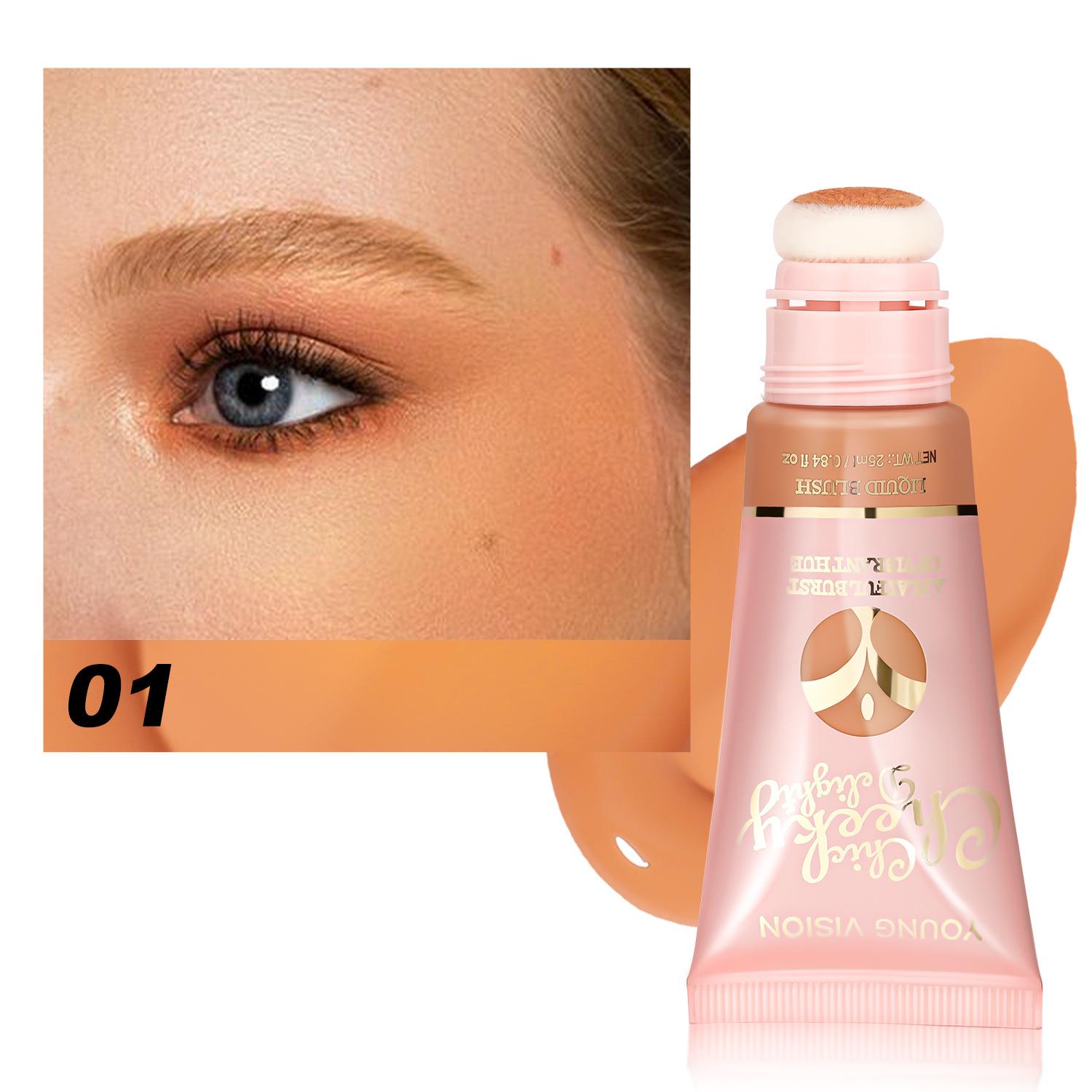 6 цветов, дополнительная плюшевая насадка, блестящие жидкие румяна, губная помада, жидкие румяна «все в одном» 01#