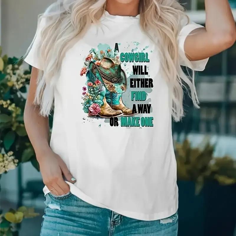 Boots and Bling its a Cowgirl Thing Cute Love Country Life T Shirt Women Pullover Printed TShirt Casual Short Sleeve TShirt