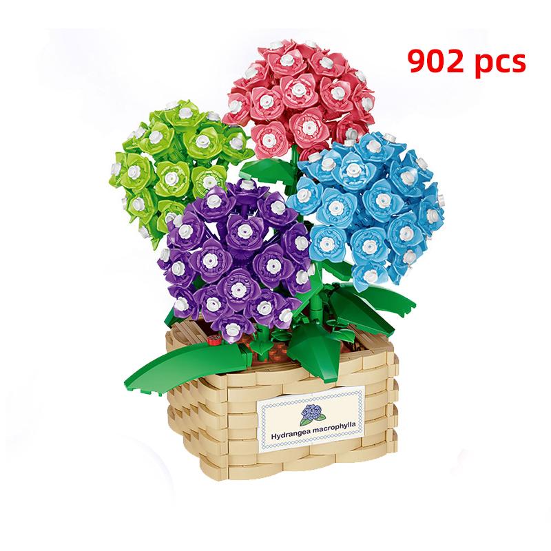 MOC Creative Ideas Flower Bouquet Bonsai Plant Succulents Building Blocks Bricks Kid Construction Toys For Friends Girls Gifts