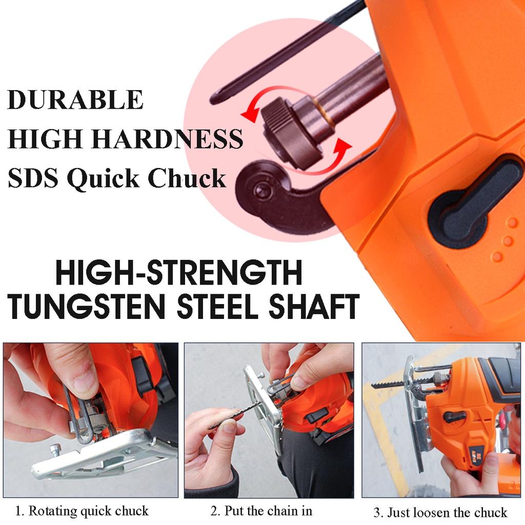 3000PM Cordless Jigsaw Adjustable Woodworking Electric Jig Saw Power Tool with 6000Mah Battery