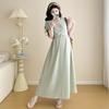 2026 Summer Maternity Dress: Elegant Neckline with Sequins, Loose Fit