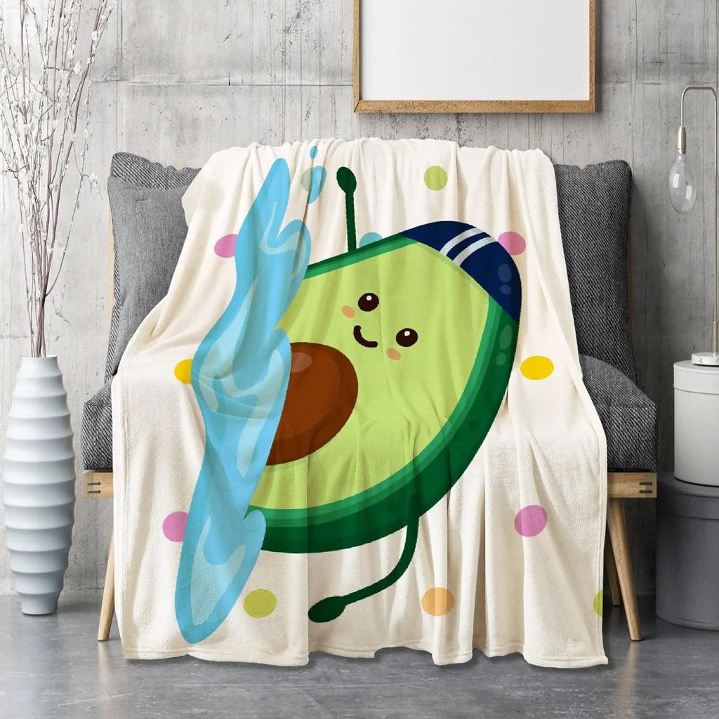 Süße Avocado Lustige Kawaii Fruchtdecke Weiche Leichte Überwurfdecken Gemütliche Flanell Bettüberwürfe für Sofa Couch Reise Zimmer Dekoration