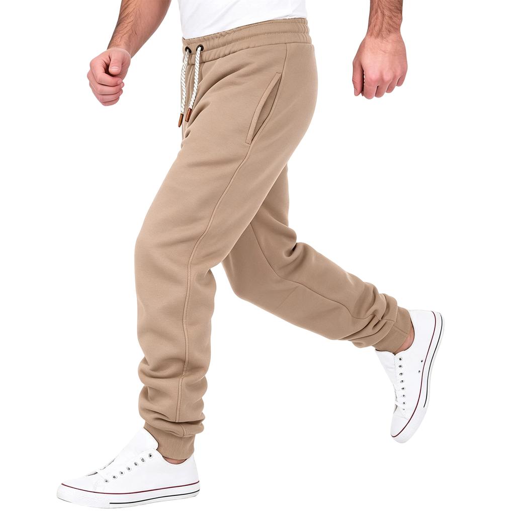 Heren Katoenen Joggingbroek met Manchetten, Elastische Taille, Stretch, Casual Atletische Broek voor Lente en Herfst