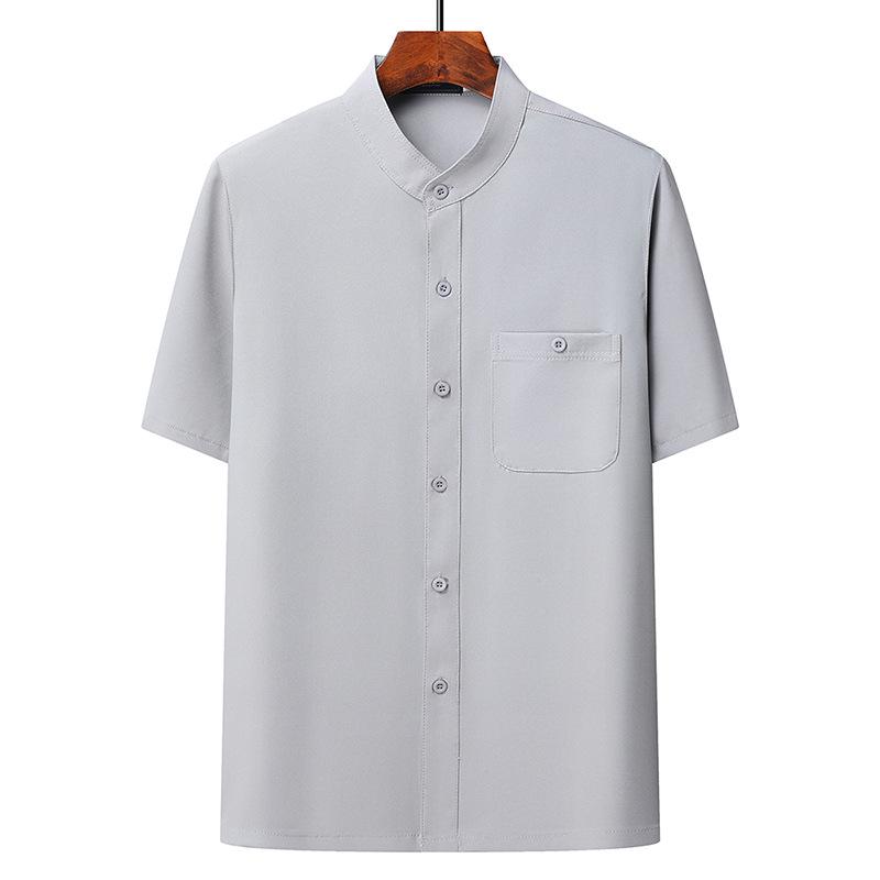 Summer Ice Silk Short Sleeve Zhongshan Collar Shirt for Middle-Aged and Elderly Men – Grandpa Chinese Style Tang Suit Set