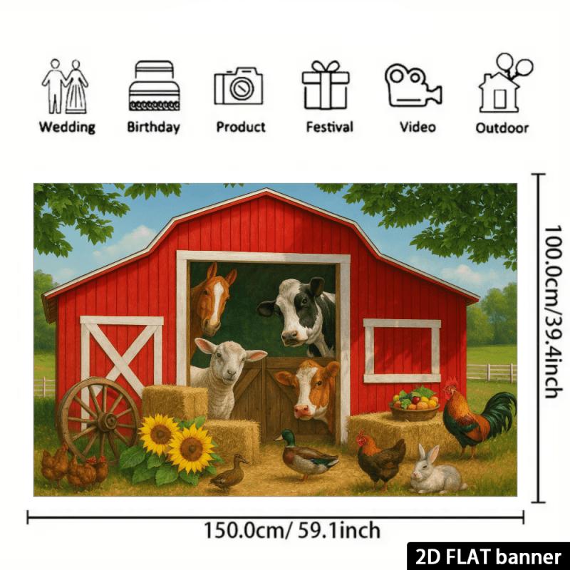2D Plane 1-piece Children's Fun Rural Farm Background Suitable for Families Offices and Outdoors