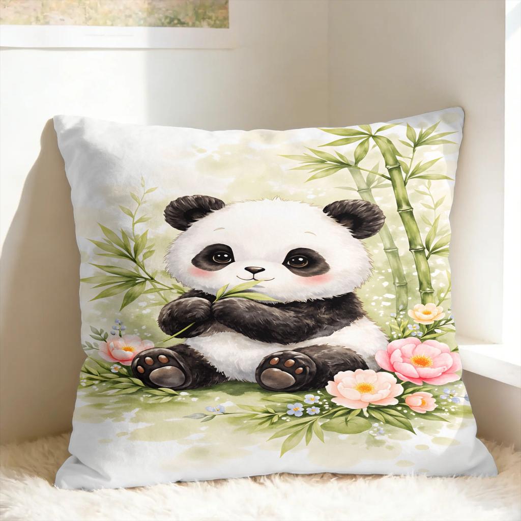 Cute Panda Pillow Case Square Pillow Cover For Living Room Bed Chair Funny Cushion Cover