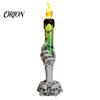 Retro Skeleton Base Ornaments Halloween LED Ghost Candle Light, Spooky Hand Lamp Animated Quicksand Lights Tabletop Decor, Horror Light for