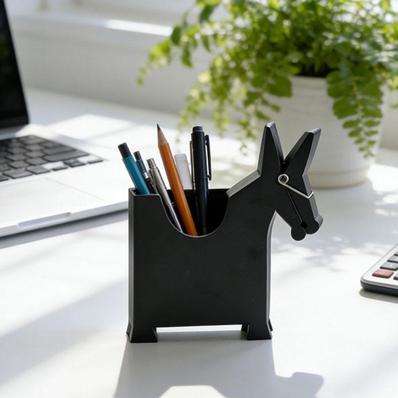 Cute Donkey Storage Ornament Small Horse Pen Holder Note Holder Multifunctional Storage Box Home Office Desktop Decoration Gift