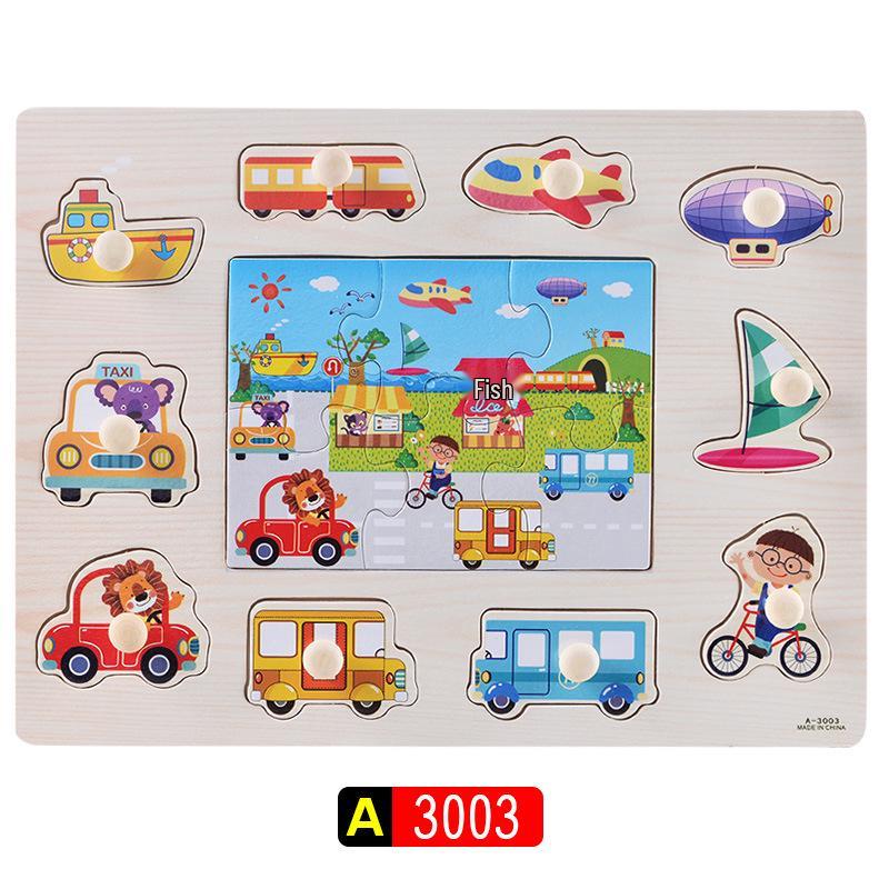 Wooden 3D Educational Grasping Board & Puzzle for Children: Animal & Fruit Theme Cognitive Toy