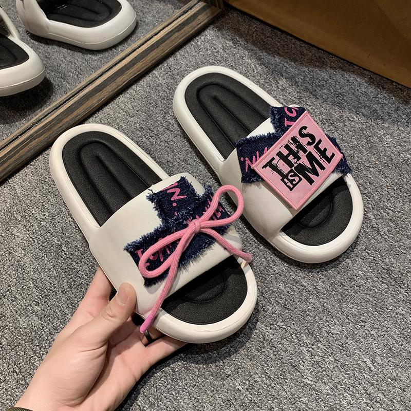 fashion 2024 New Hot Selling Fashion Women's Casual Bow Slippers Paired with Thick Sole EVA Sandals Suitable for Home and Outdoor Wear