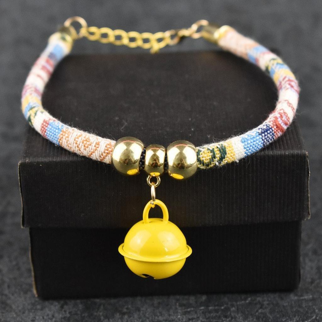 Collar with Bell is Bohem, Beads for Girls and Boys Cats,Small Breed Dogs Cord Accessory with Charm tip