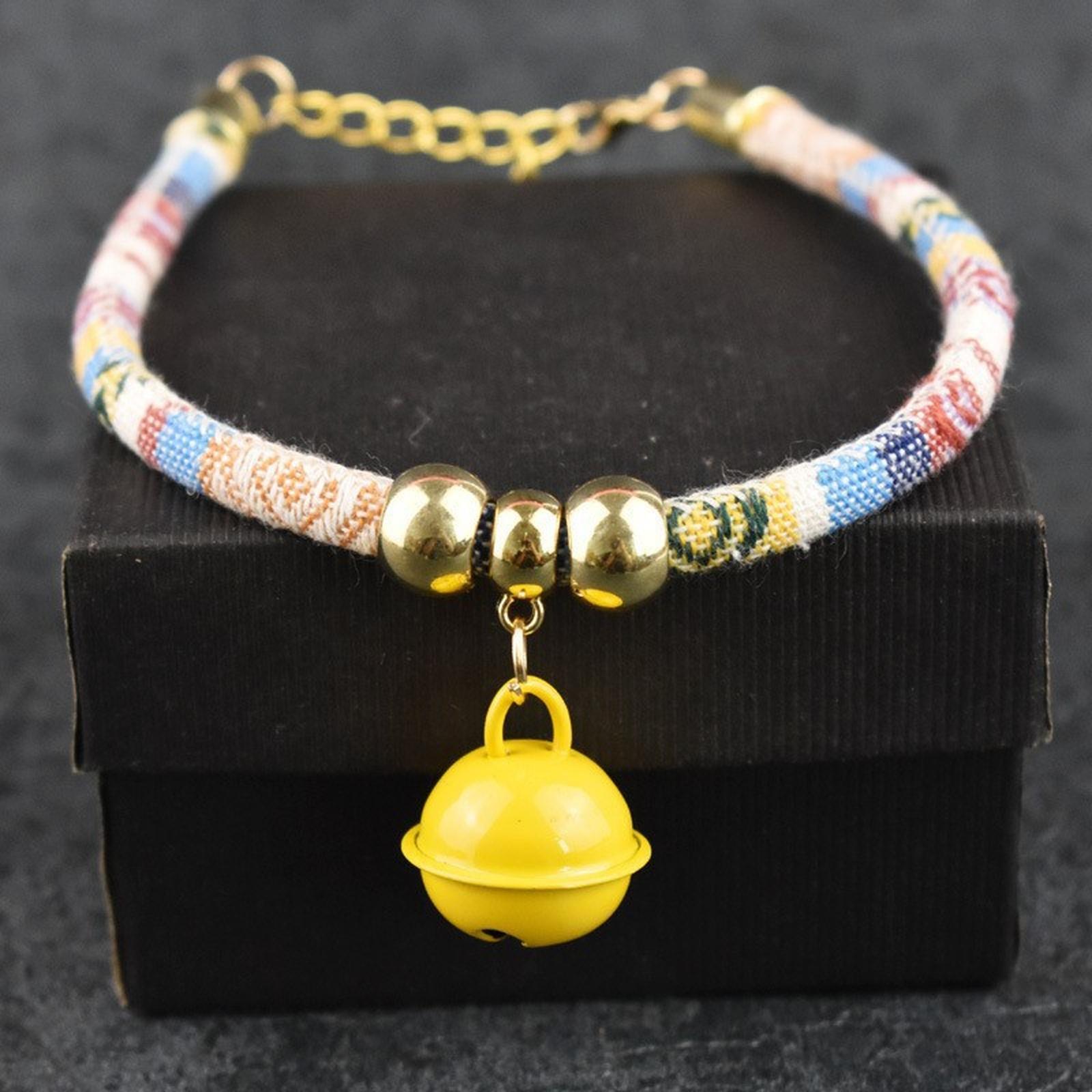 

Collar with Bell is Bohem, Beads for Girls and Boys Cats,Small Breed Dogs Cord Accessory with Charm tip one size