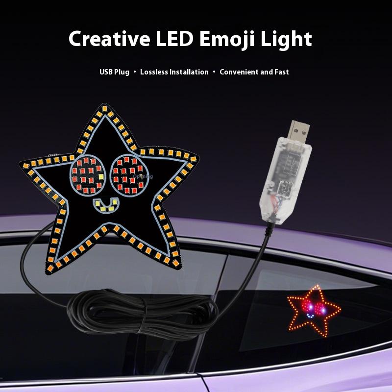 Car star window lamp LED decorative lamp creative no-wiring love heart online celebrity rear window expression lamp