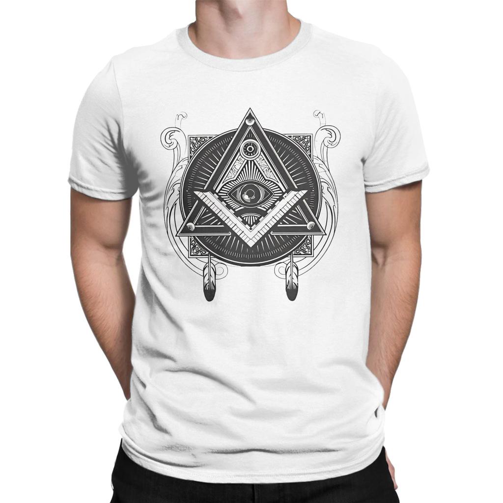 Illuminati Freemasonry T Shirt Unisex Pure Cotton Novelty T-Shirts Crewneck  Tee Shirt Short Sleeve Tops Summer