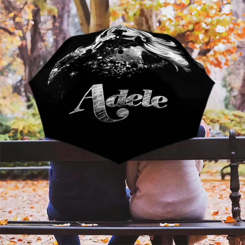 1 PC Automatic Folding Umbrella - Adele Pattern Portable Foldable Design With 8 Ribs Christmas Birthday Gifts