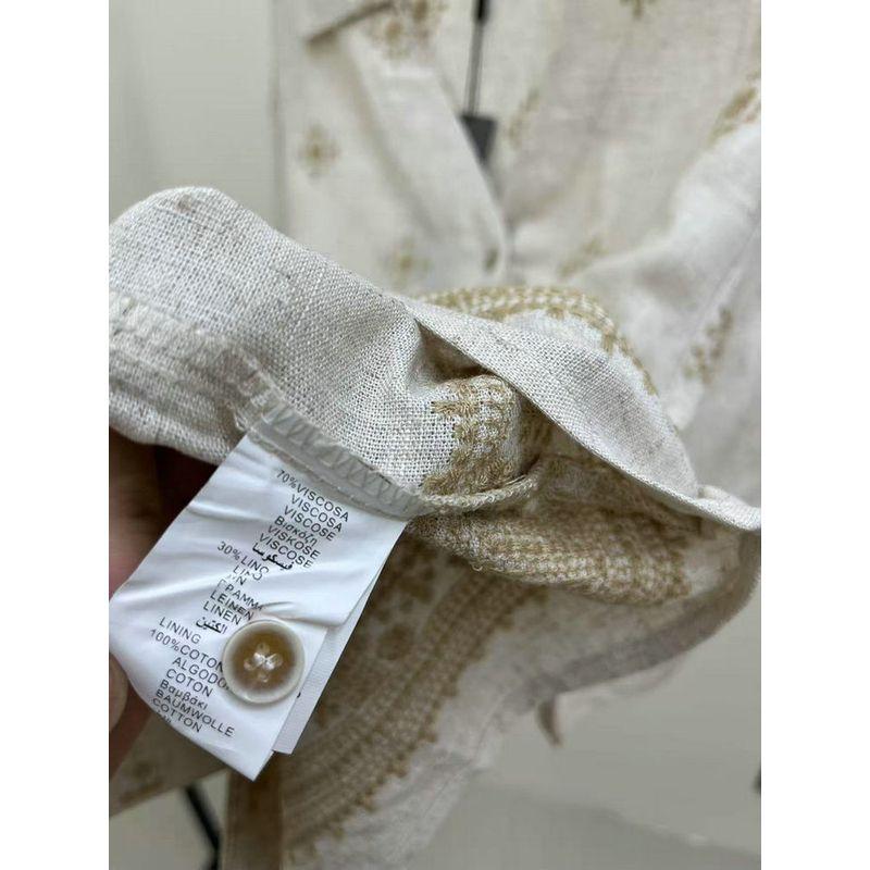 Foreign Trade Original Garment Jasmine Comfort and Fashion Coexist Artistic Sense Print Pattern Loose Profile Cotton and Linen Shirts