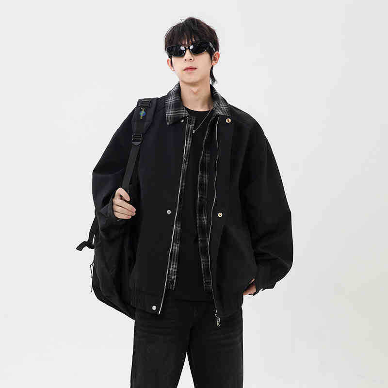 

Поддельный двухпредметный короткий жакет для мужской весны, новая бейсбольная форма для подростков, американский отложной воротник с клипсой 4XL