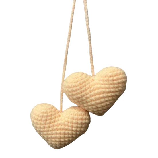 Вязаное сердце кулон двойное сердце подвесное украшение любовное сердце кулон гирлянда для автомобиля зеркало шторы сумки брелки жёлтый