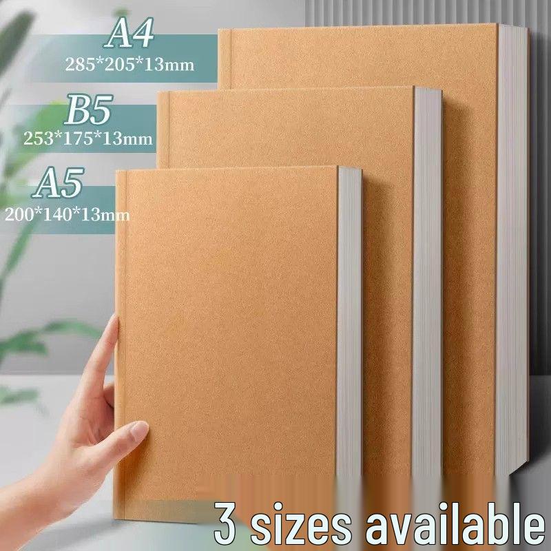 Cowhide Journal B5: White Pages for DIY, Hand-Painted Designs, 6-Opening Horizontal Line, Mind Map, Grid Book.