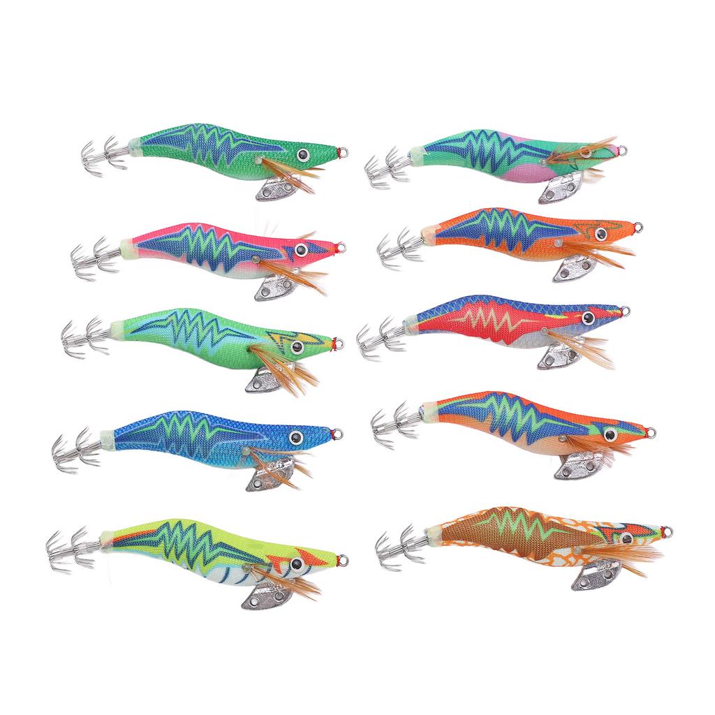 Squid Jig Fishing Baits with 3D Lifelike Eyes Outdoor Luminous Tail Saltwater Shrimp Lures2.5#