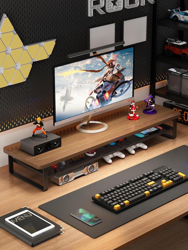 Adjustable Computer Monitor Stand & Desktop Storage Shelf