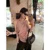 Summer Slim and Thin Side Waist Pleated Sling Vest Women's Fashion Asymmetrical Hem Design Streamer Sleeveless Top