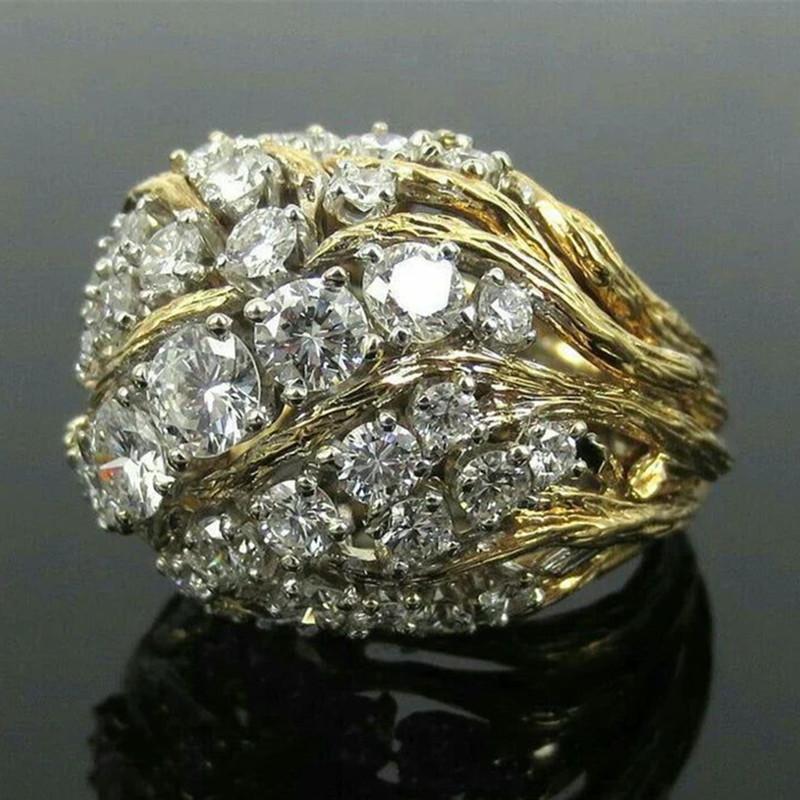 

RYYM Elegant Zirconia-Inlaid Copper Rings for Women & Men - Dense Cubic Synthetic Zirconia, KC Golden Plated, Perfect for Parties, Vacations & Daily W 6 золотистый