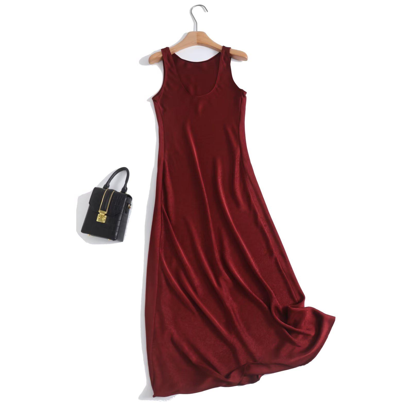 

Spring/Summer Women s Elegant Satin Sleeveless Long Dress Medium темно-красного