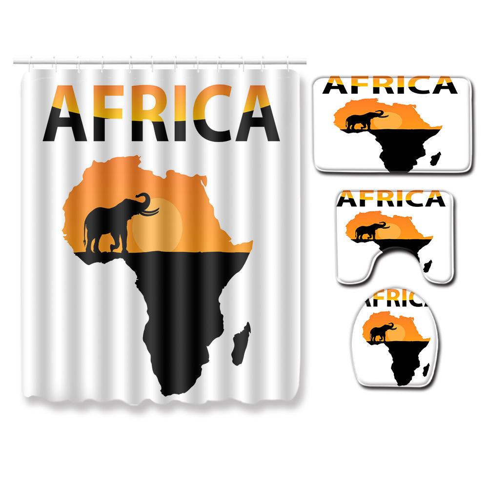Shower Curtain Floor Mat Set African Woman E-Commerce Bathroom Carpet