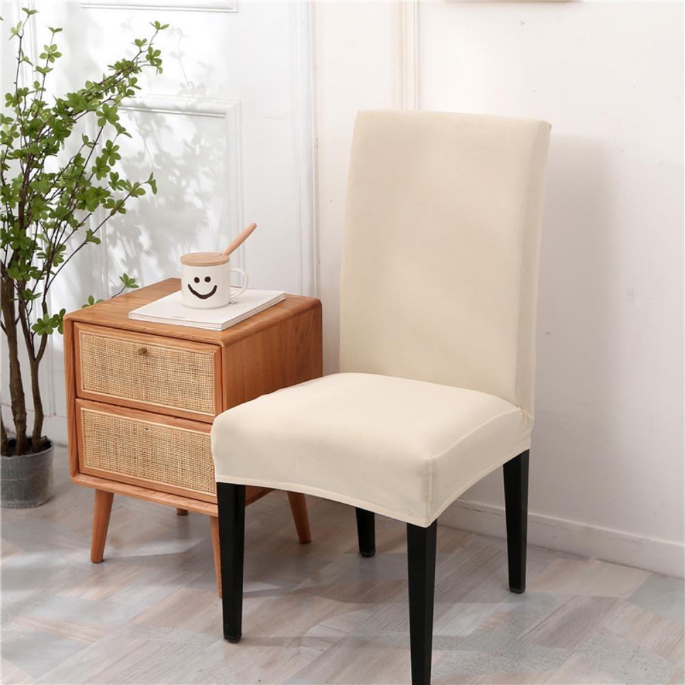 

Elastic Solid Color Cushion Cover Full Chair Slipcover Simple Dining Stool Cover Hotel Home Use All Seasons 1pc