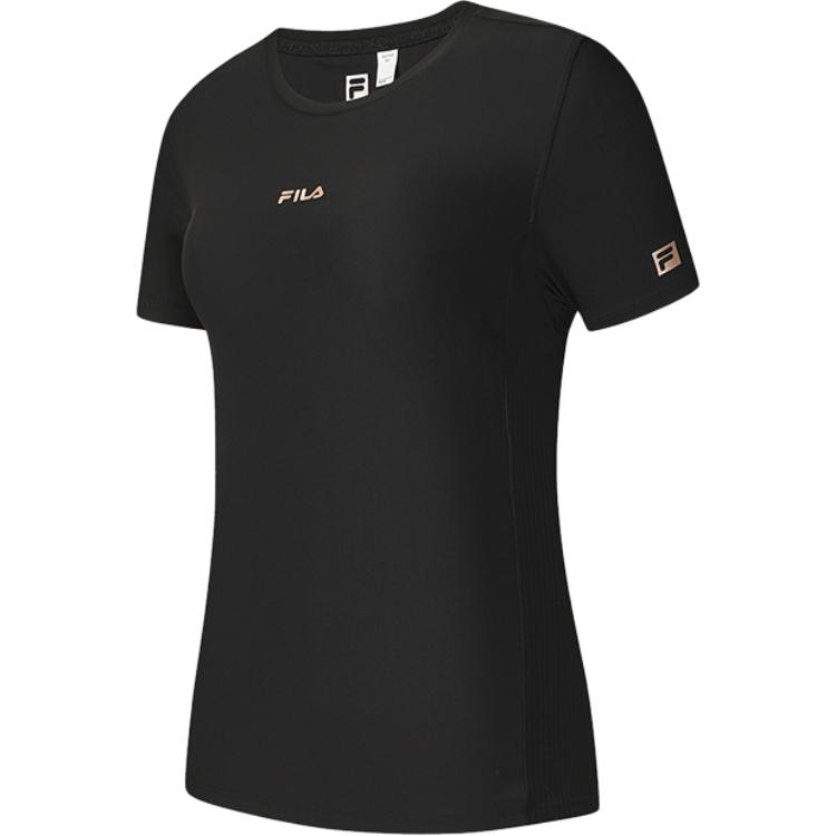 Fila Fitness Active Sport Color Block Simple Round Neck Short Sleeve Regular T-Shirt Women Tops A11W531104F-BK