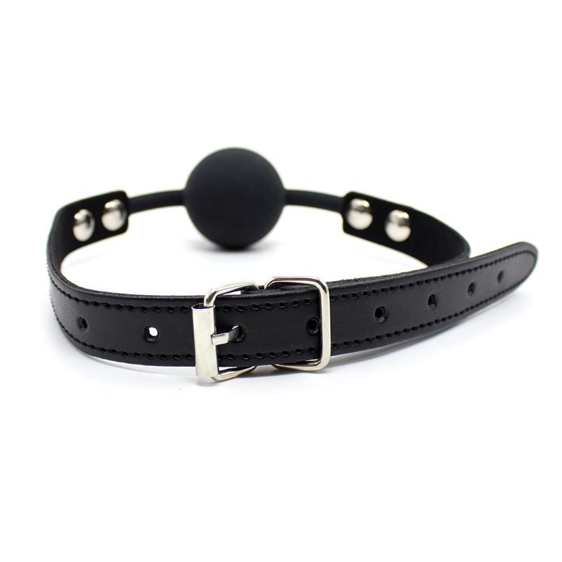 Smooth Silicone Ball Gag 4cm Adjustable Black