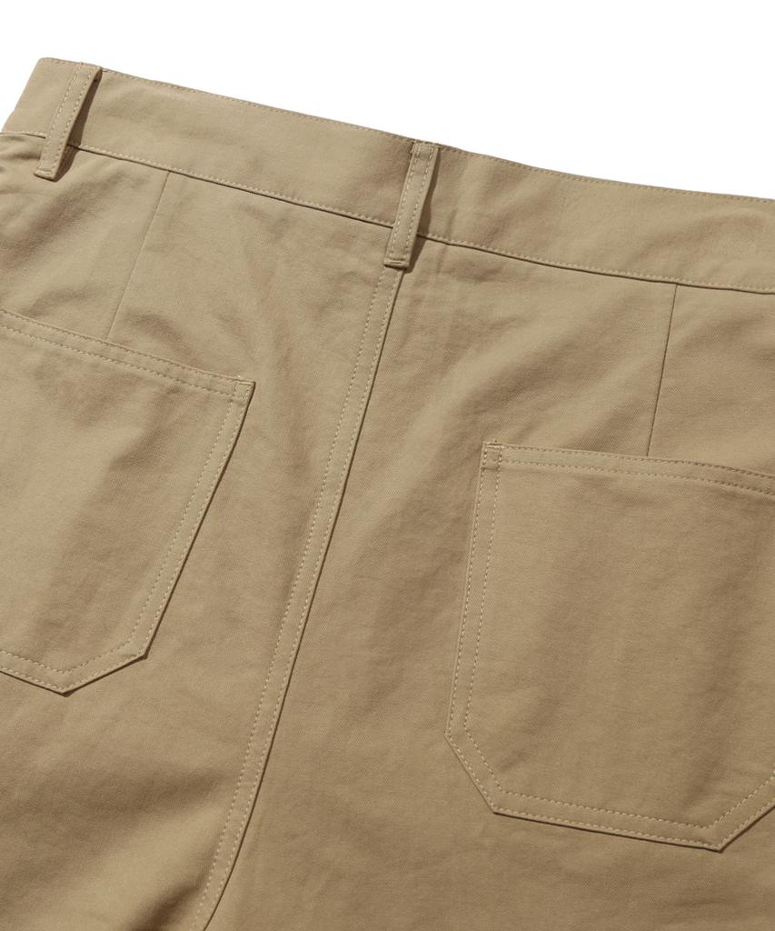 TRILLION Side Tuck Snap Button Wide Cotton Pants (Beige)