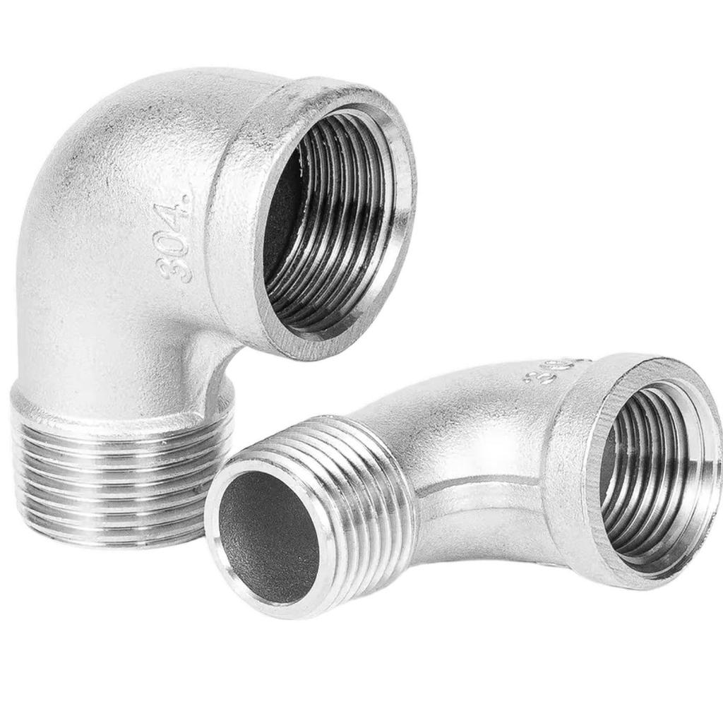304 Stainless Steel 90° Male-Female Threaded Elbow for 1/2" Water Pipe