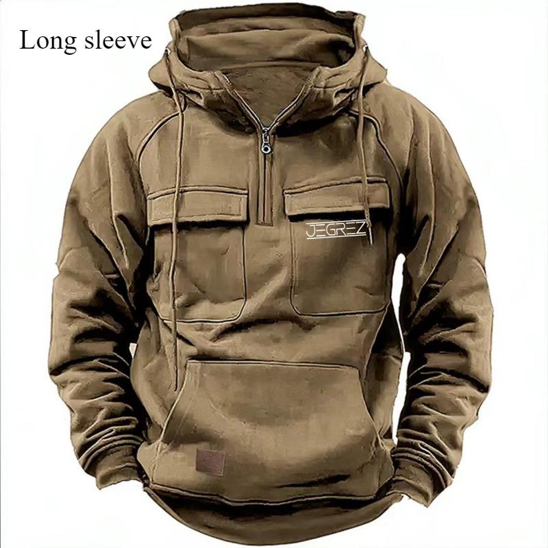Loose Multi-pocket Solid Hooded Warm Thick Men's Hoodie New Fashion Color Long-sleeved Winter Casual Sweatshirt