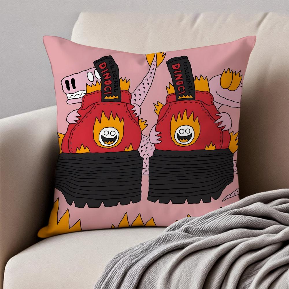 Creative Illustration Of Everything On Shoes Cushion Cover Pillowcase Antidustmite Invisible Zipper Short Plush Sofa Cushion
