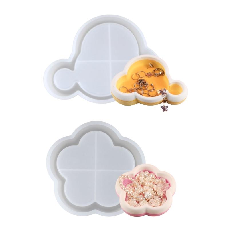Durable Silicone Mold Resin Trays Making Moulds DIY Cloud/Plum Blossom Shape Dish Molds Storage Plate Casting Mould
