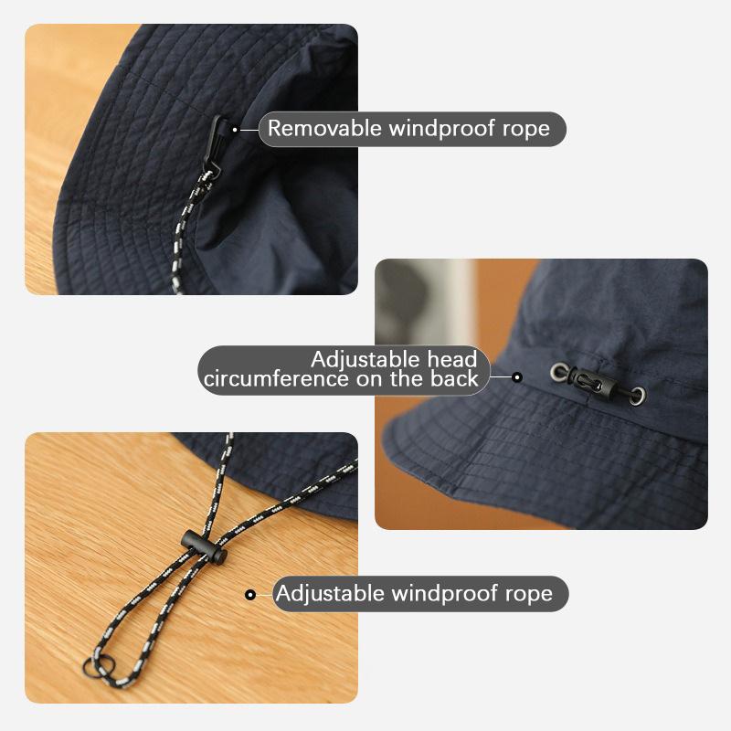 Foldable Waterproof Bucket Hat Packable Uv Protection Summer Hats Adjustable Beach Hat With Chin Strap