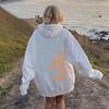 Womens Hooded Sweatshirt Streetwear Loose Fit Long Sleeve Printed Pullover Casual Top